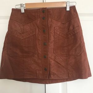 Free People suede skirt with front buttons